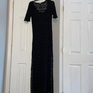 A NWNT Free People maxi  black crochet dress